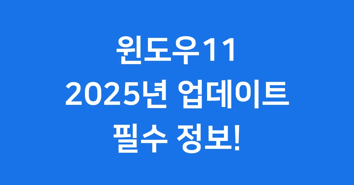 윈도우11 2025년 업데이트 필수정보